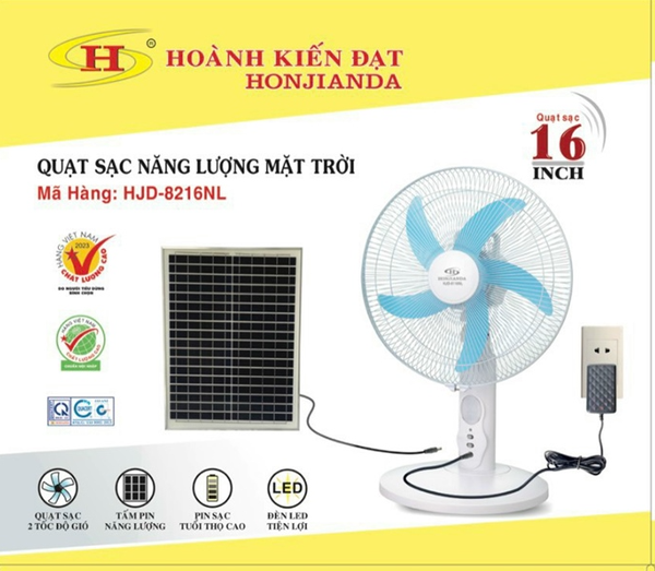 Quạt sạc năng lượng mặt trời HJD-8216NL