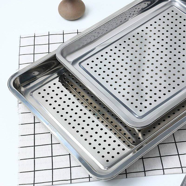 KHAY INOX ÚP LY 2 LỚP CÓ LỖ MÀU TRẮNG (T120)(CÁI)