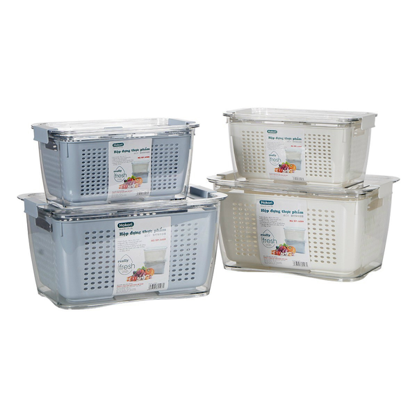 SÉT 2 HỘP ĐỰNG THỰC PHẨM 2 LỚP THOÁT NƯỚC VIỆT NHẬT HOKORI MÃ 6588 + 6589 (T24) (BỘ)