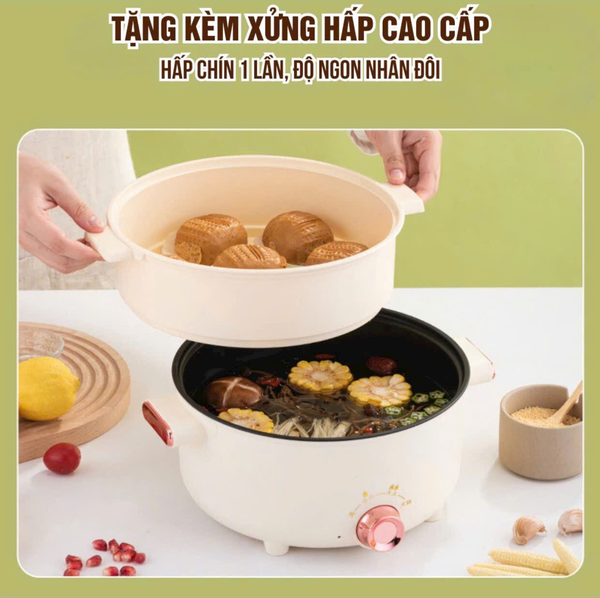 NỒI LẨU CHỮ A ĐA NĂNG CHỐNG DÍNH 3.5L 4 CHẾ ĐỘ CHIÊN, XÀO, LUỘC, HẤP (T18) - (CÁI)