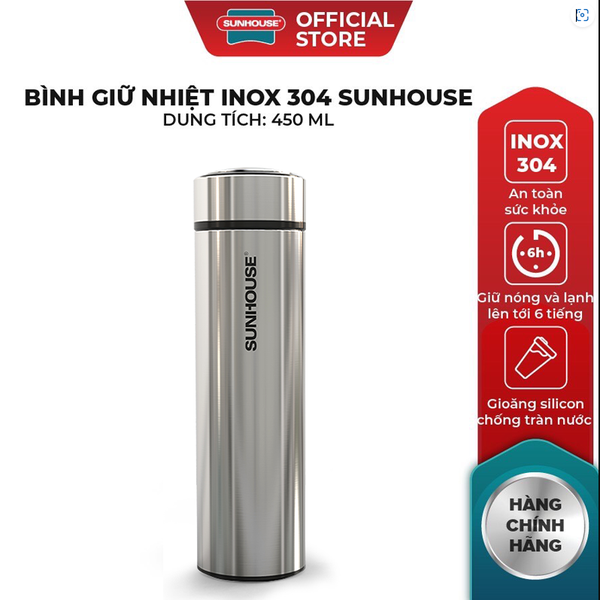 BÌNH GIỮ NHIỆT INOX 304 SUNHOUSE 450ML KS-TU450I (BH 1 ĐỔI 1 CHÍNH HÃNG) (CÁI)