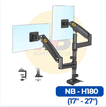 Arm 2 màn hình North Bayou H180 ( 17″–27″ | 6,3kg 45x30x13 )