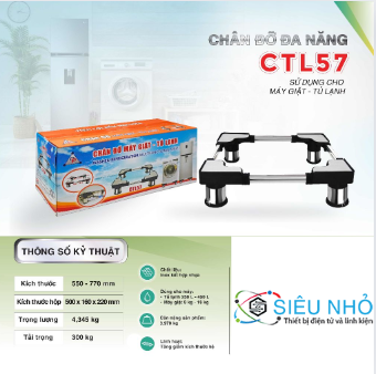 Chân đỡ đa năng CTL57-T 550mm - 770mm Chánh Phát Cỡ Lớn (Máy giặt - Tủ Lạnh) Loại 1 Chân Thấp (độ cao 12cm) (Full Vat)