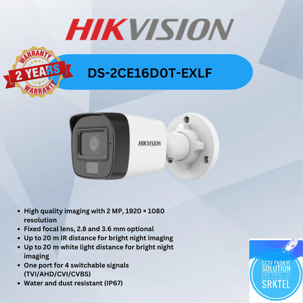 Camera TVI Hikvision DS-2CE16D0T-EXLF (Vỏ kim loại) đèn kép Hồng Ngoại & Ánh Sáng Trắng (3 chế độ thông minh)