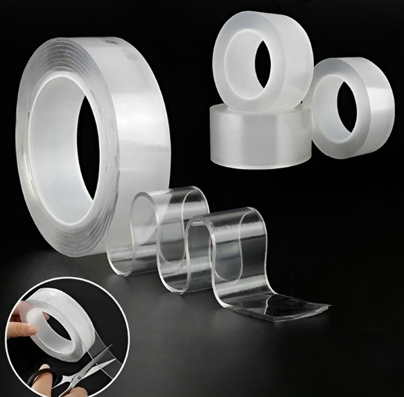 Băng keo nano 2 mặt siêu dính trong suốt 3 mét không hộp