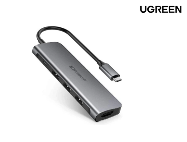 UGREEN 70410 USB-C to 3 Ports USB3.0-A Hub + HDMI + TF/SD (Space Gray)