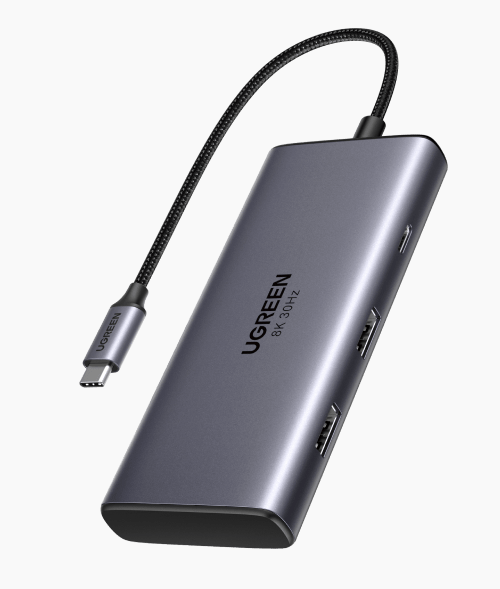 UGREEN 15852 USB-C to2*USB-A 3.0+USB-C 3.0+2*HDMI+PD port Converter 2*HDMI with PD