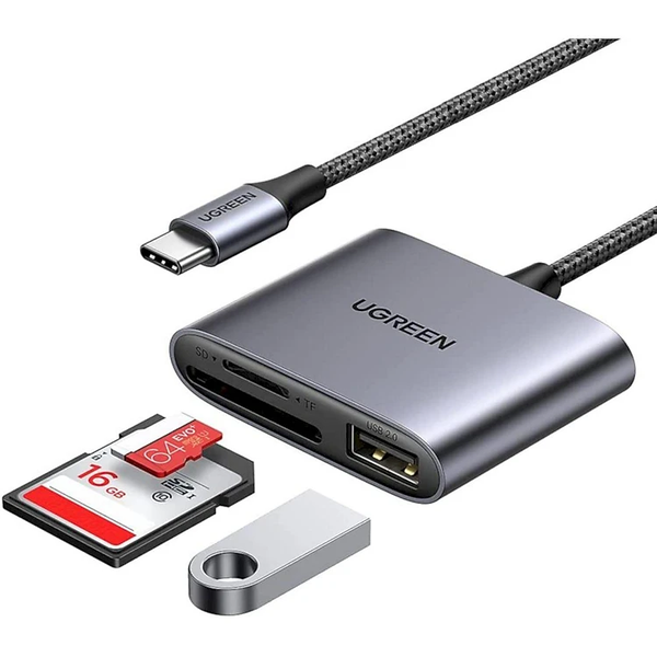 UGREEN 80798 - USB-C to SD/TF + USB 2.0 Memory Card Reader