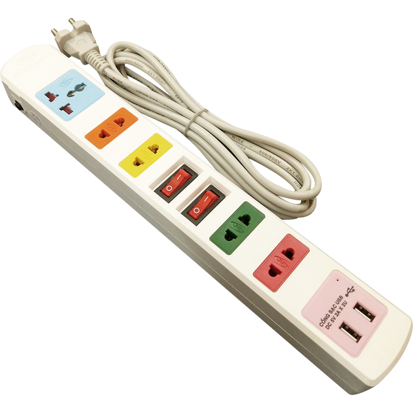 Ổ ĐIỆN HJD 0326B-2U-10A - ĐEN 3M - 0.75mm2 ( 20c/1thùng )