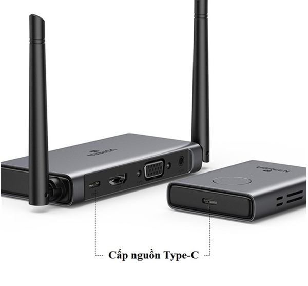 Bộ phát nhận tín hiệu HDMI+VGA không dây 50m  Ugreen 50633A