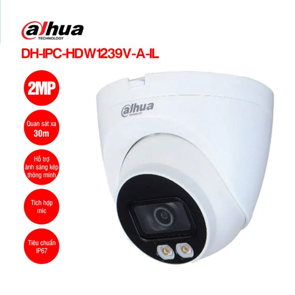 Camera IP DAHUA DH-IPC-HDW1239V-A-IL 2MP có mic
