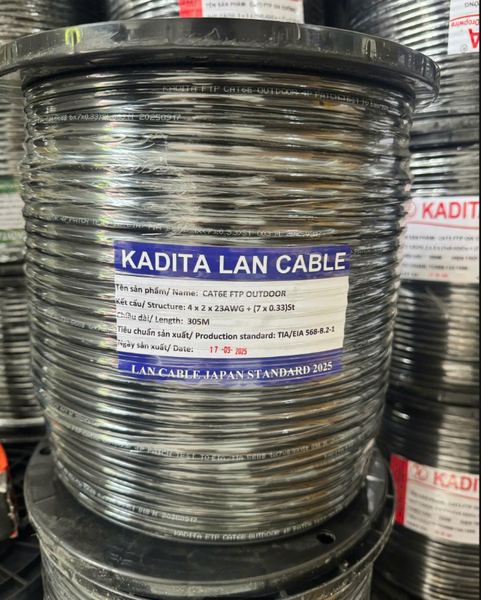CÁP 6E FTP CHỐNG NHIỄU OUTDOOR CÓ DÂY GIA CƯỜNG KADITA