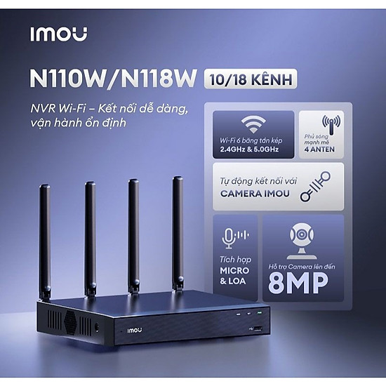 Đầu ghi 18 kênh Wi-Fi IMOU NVR-N118W-8A0E