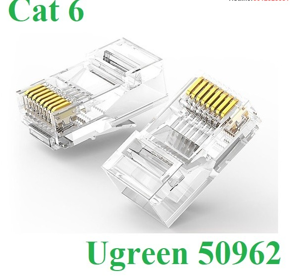 Đầu bấm mạng Cat6 mạ vàng 50c/hộp Ugreen 50962 cao cấp