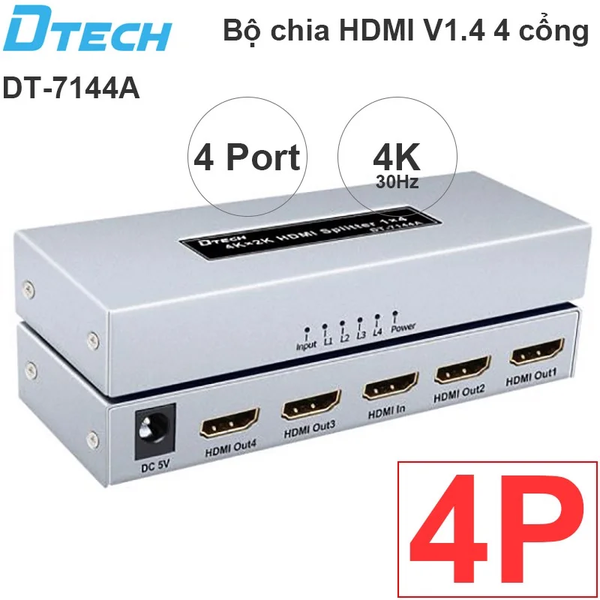 Bộ chia HDMI 1 ra 4 DTECH DT-7144A