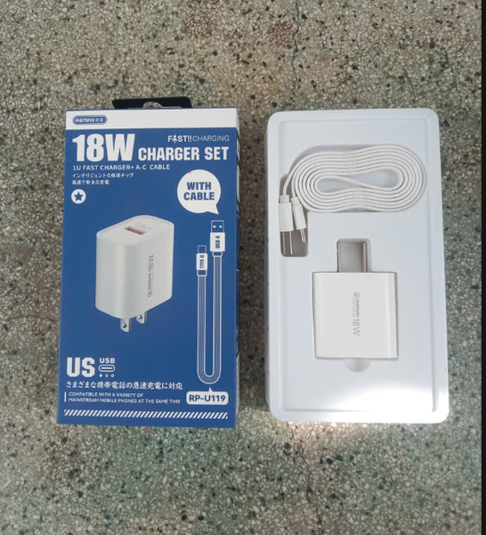 Bộ sạc Usb-TypeC Remax Kiddy RP-U119 18w
