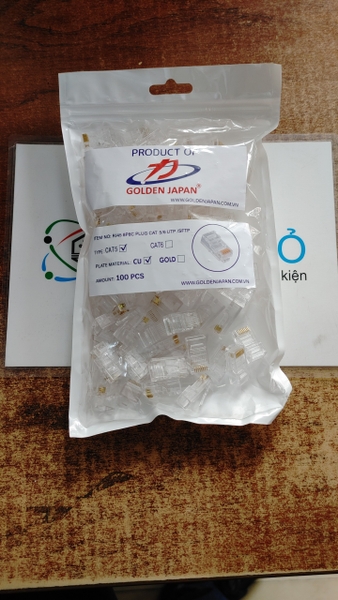 Hạt mạng xuyên thấu RJ45 8P8C Plug Cat5 CU Golden