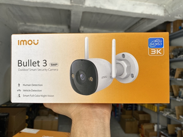 Camera Wifi Imou 5MP S3EP 3K (Thân kim loại, 2560×1944, 2.8mm, Có Mic, Đàm thoại 2 chiều, Có màu 24/24, Phát hiện con người - Xe, Góc nhìn 124° (D), Còi hú 110dB, Bullet 3) --- Thay thế Bullet 2 F42FeP