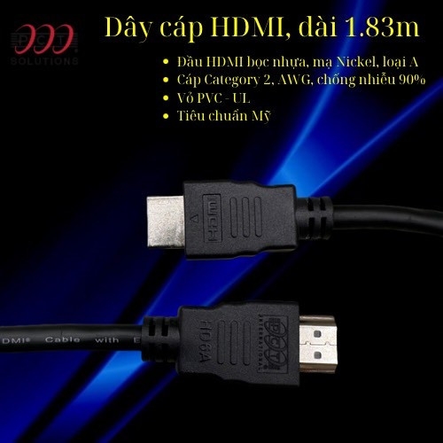 Dây HDMI 1,8M PCTHD6 chống nhiễu, hàng zin, tiêu chuẩn Mỹ