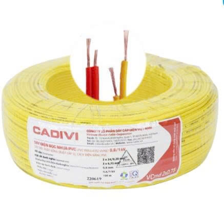 Cuộn dây điện đôi mềm Cadivi Vcmd 2×0.75 (2×24/0.2) 0.6/1kV – Dài 100m