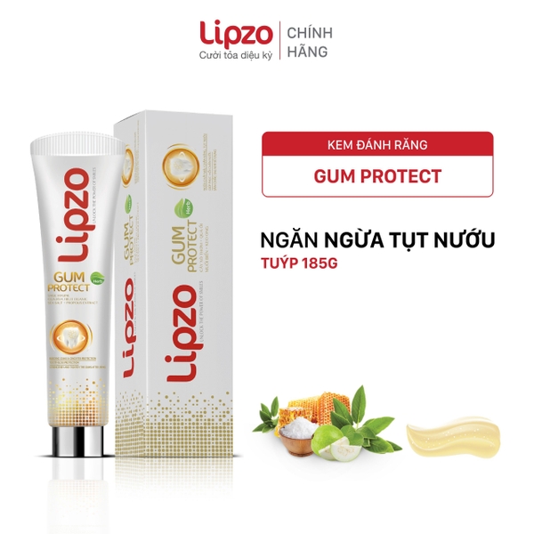 Kem Đánh Răng Lipzo Gum Protect 185g Ngừa Tụt Nướu, Chảy Máu Chân Răng, Kháng Khuẩn, Răng Khỏe