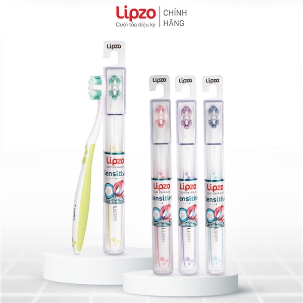 [Combo 3] Bàn Chải Lipzo Sensitive Chỉ Tơ Nha Khoa Kháng Khuẩn Cho Răng Nhạy Cảm, Siêu Mềm Dịu