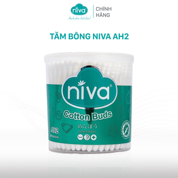 Tăm Bông Niva Hũ Xoay 200 Que Thân Nhựa AH2 Đa Năng Chuyên Dùng Ngoáy Tai, Vệ Sinh, Trang Điểm