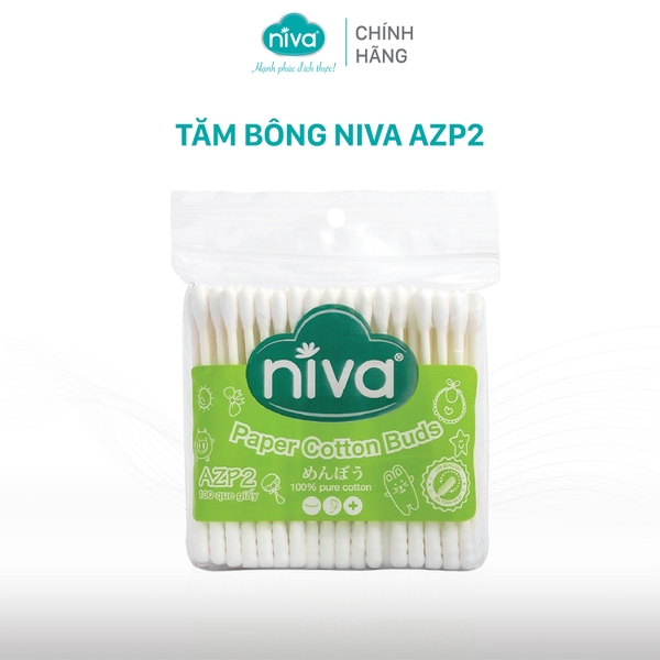 Tăm Bông Niva Túi 100 Que Thân Giấy AZP2 Đa Năng Chuyên Dùng Ngoáy Tai, Vệ Sinh, Trang Điểm, Thân Thiện Môi Trường