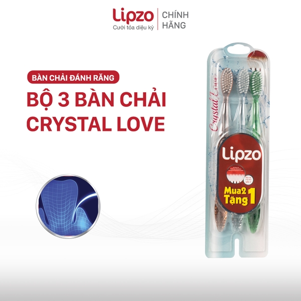Bàn Chải Đánh Răng LIPZO Crystal Love For Girl Bộ 3 Được Thiết Kế Đặc Biệt, Phù Hợp Với Khuôn Hàm Của Nữ Giới
