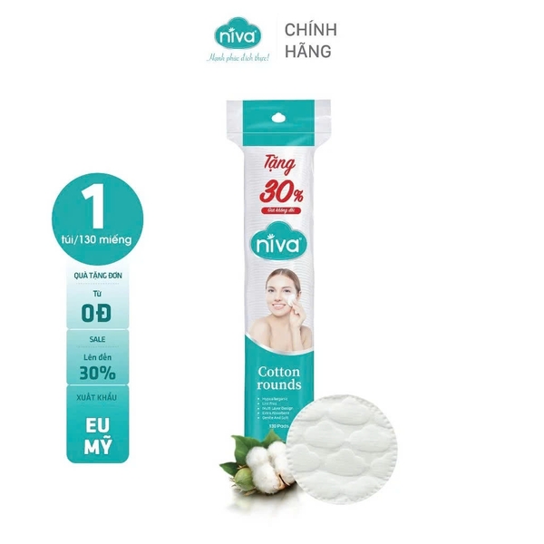 Túi 130 Miếng Bông Tẩy Trang Tròn NIVA Cotton Pads Cao Cấp CZ2