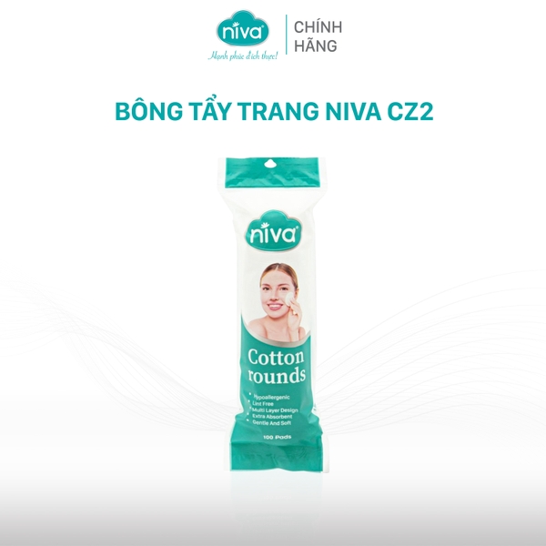 Bông Tẩy Trang Tròn Niva CZ2 Cao Cấp Bông Tự Nhiên, Công Nghệ Kháng Khuẩn An Toàn Cho Da Dầu Mụn Nhạy Cảm