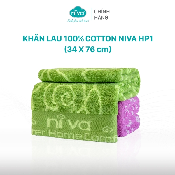 Khăn Lau Đầu Sợi Tre Pha Cotton Tự Nhiên Niva HP1 Mềm Mịn Thấm Nước An Toàn Cho Da, Hoa Văn Kích Thước 340x760 mm