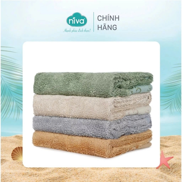 Khăn Mặt Sợi Tre Niva FP3 60% Sợi Tre Và 40% Cotton Mềm Mịn Thấm Hút Tốt, Mác In Satin Bóng Kích Thước 28x48 cm