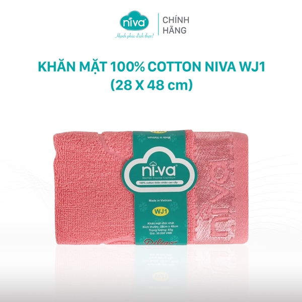 Khăn Mặt 100% Cotton Tự Nhiên Niva WJ1 Mềm Mịn Thấm Nước An Toàn Cho Da Họa Tiết Trơn Kích Thước 28x48 cm