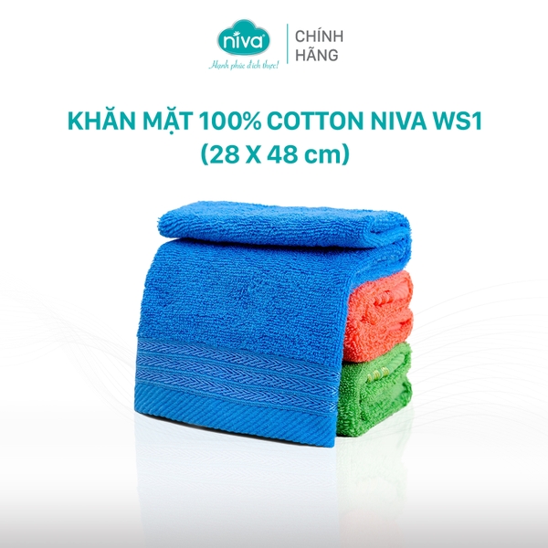 Khăn Mặt Cotton Tự Nhiên 100% Niva WS1 Mềm Mịn Thấm Hút Tốt, An Toàn Cho Da, Hoa Văn Kích Thước 280x460 mm