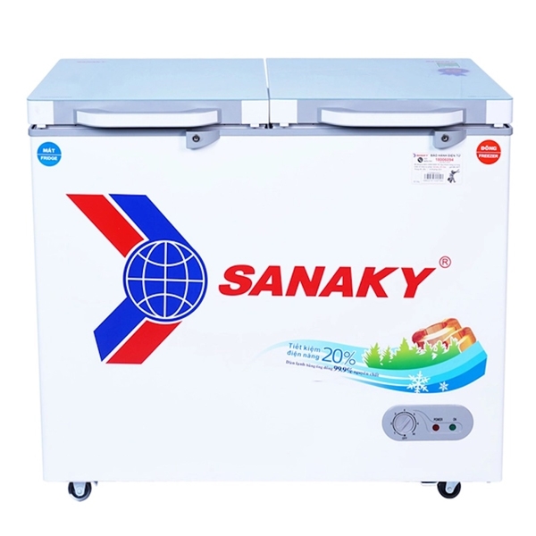 Tủ đông Sanaky VH2599W2KD mặt kính cường lực xanh