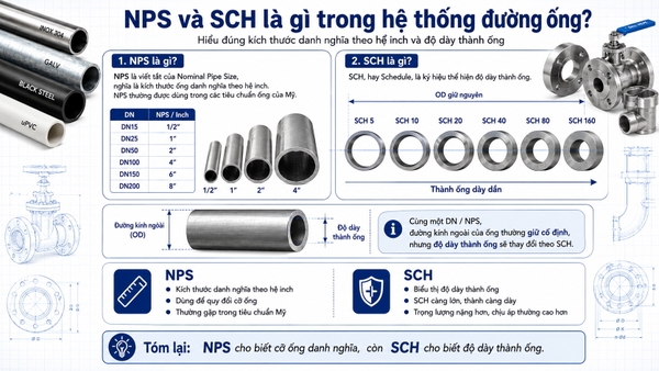 NPS và SCH là gì trong hệ thống đường ống?
