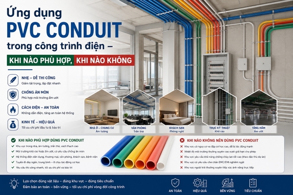 Ứng dụng PVC Conduit trong công trình điện – Khi nào phù hợp, khi nào không