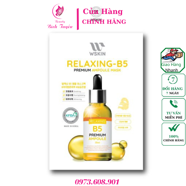 Mặt nạ trắng da cao cấp WSKIN Relaxing B5 Ampoule Mask cho da nhạy cảm(1 miếng)