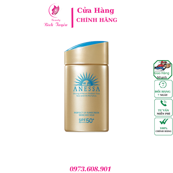 Sữa Chống Nắng Anessa Dưỡng Da Kiềm Dầu 60ml Perfect UV Sunscreen Skincare Milk N SPF50+ PA++++