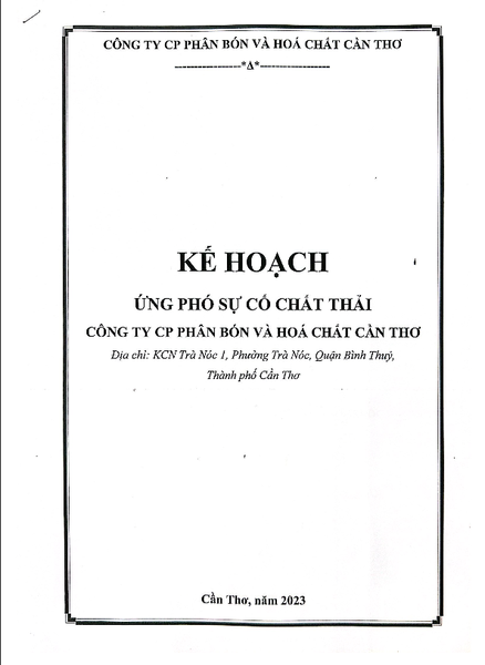 CFC - Kế Hoạch Ứng Phó Sự Cố Chất Thải