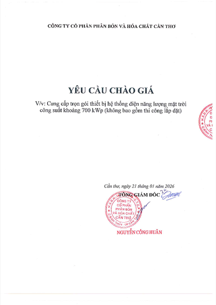 CFC - Mời chào giá thiết bị