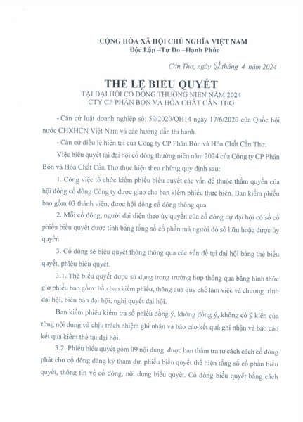 Thể lệ biểu quyết năm 2024