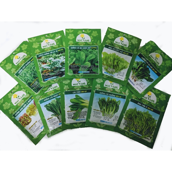 Combo 10 gói hạt giống rau ăn lá phổ biến trồng thủy canh - 10 loại khác nhau như hình (chat với shop nếu muốn chọn)