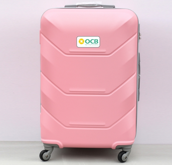 VALI QUẢNG CÁO VÂN CHỮ V HỒNG NHẠT 28inch IN LOGO OCB