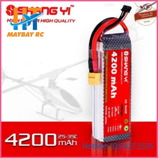 Pin Lipo ShangYi 2s, 3s, 4s 4200 mAh 35C - XT60, Chữ T