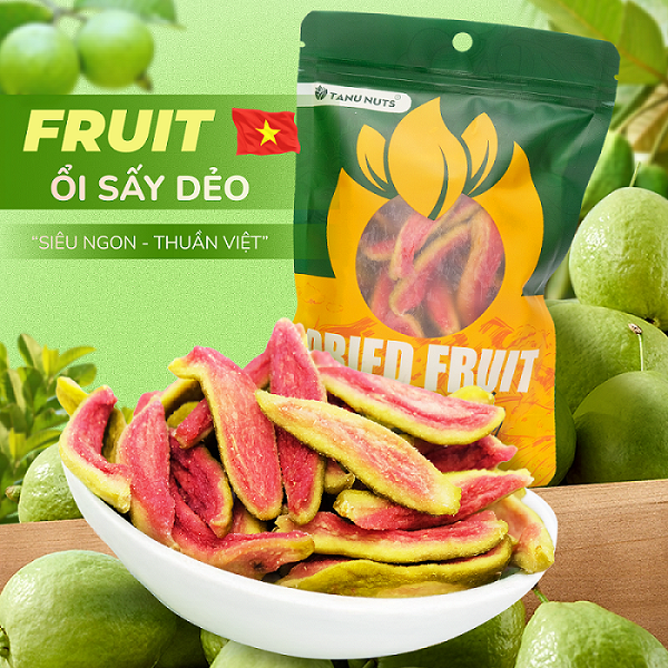 Ổi sấy dẻo TANU NUTS ổi Kiên Giang trái cây sấy dẻo đồ ăn vặt healthy tốt cho dân văn phòng, ăn kiêng.