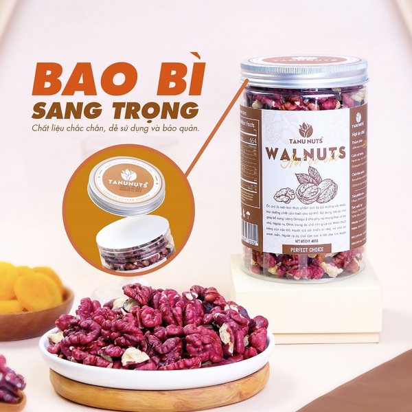Nhân óc chó đỏ TANU NUTS, hạt óc chó tách vỏ Mỹ, hạt ngũ cốc dinh dưỡng tốt cho bà bầu, cho bé