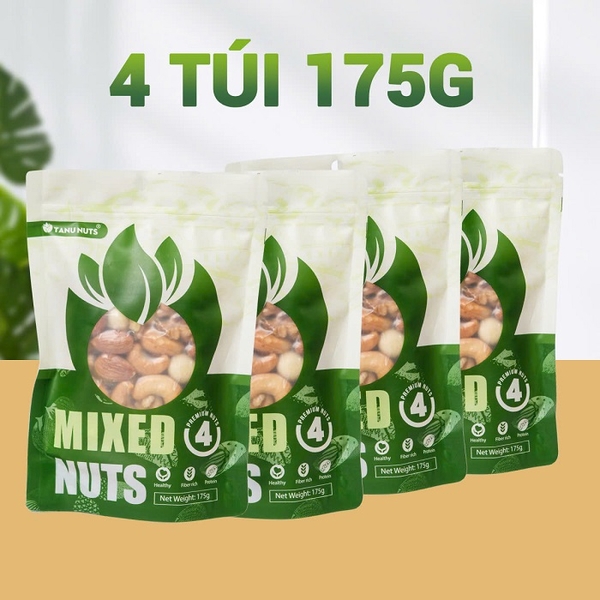 Hạt dinh dưỡng mix 4 loại TANU NUTS  hạt ngũ cốc bà bầu gồm hạt macca, óc chó, hạnh nhân, hạt điều
