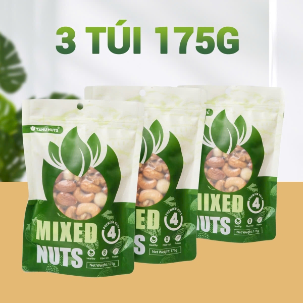 Hạt dinh dưỡng mix 4 loại TANU NUTS  hạt ngũ cốc bà bầu gồm hạt macca, óc chó, hạnh nhân, hạt điều